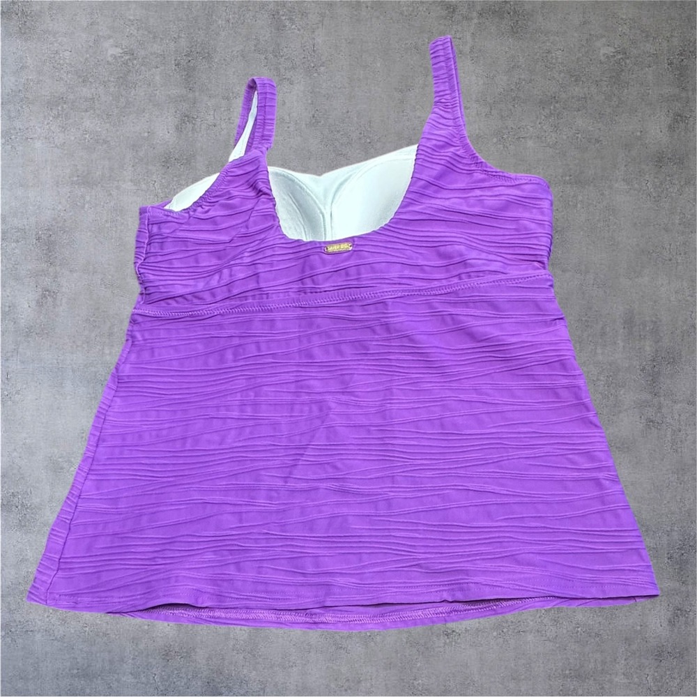 Lands' End Tankini Swim Set Womens 12/10 Purple Textured 2-Piece Skirt EUC - Picture 7 of 16